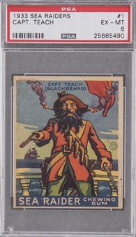 1933 R124 Goudey "Sea Raiders" #1 Capt. Teach (Blackbeard) – PSA EX-MT 6